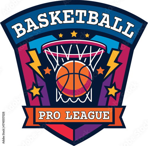 Professional Basketball League Graphic Vector Illustration Emblem