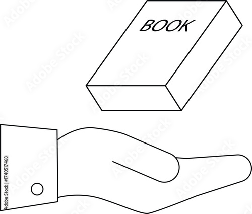 line icon of hand carrying book icon
