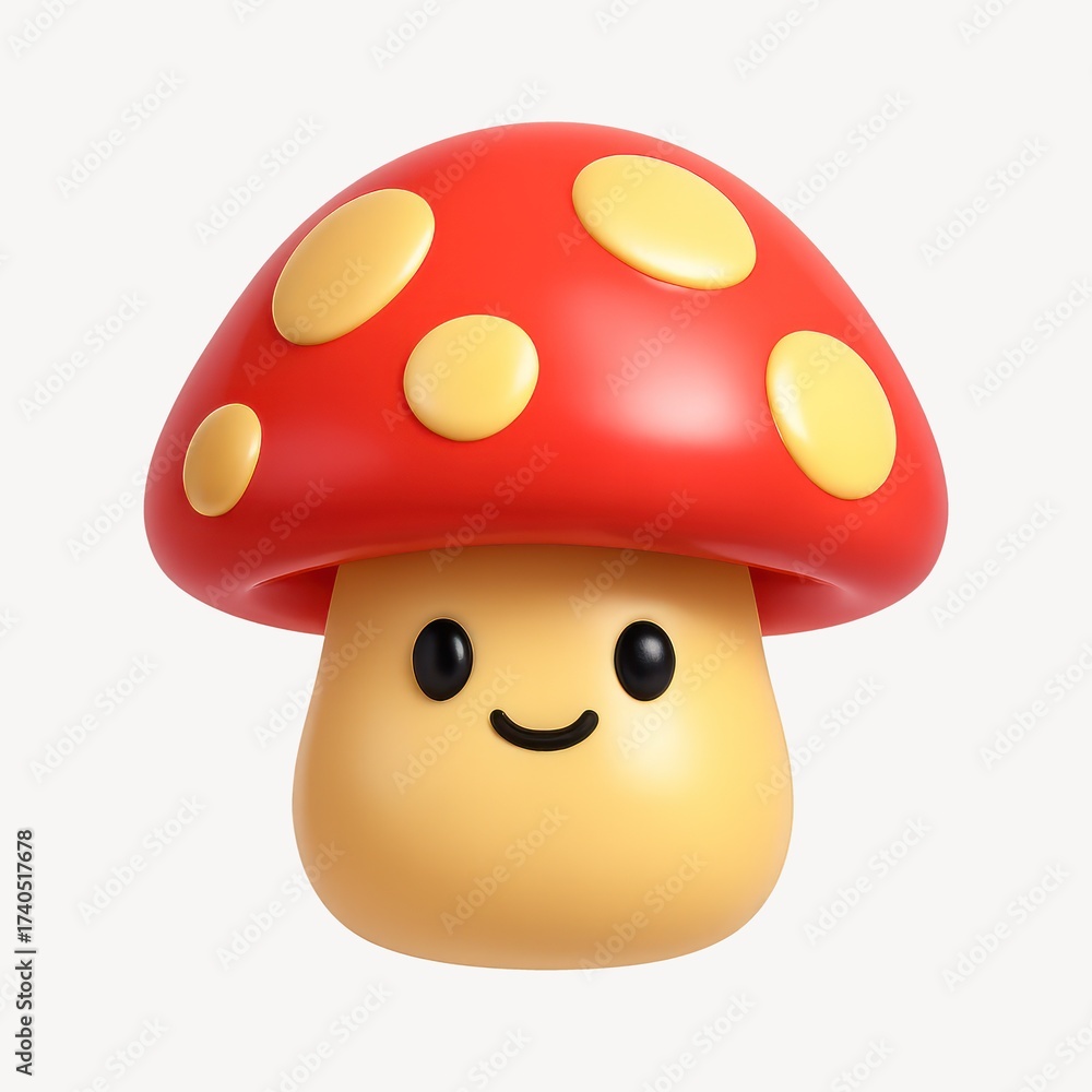 Fototapeta premium Cute smiling mushroom illustration.