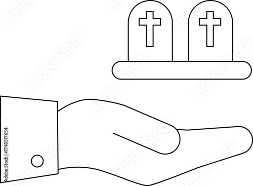 icon of a hand carrying a tombstone icon