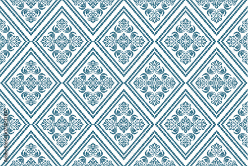 seamless floral pattern with geometric and damask flowers