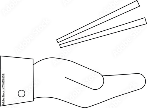 line icon hand carrying chopsticks icon