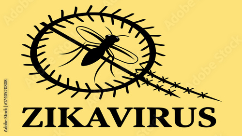 Mosquito trapped in a circle with zika virus text