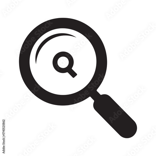 Search or Magnifying Glass Icon. Essential for websites, databases, and research tools. vector illustration eps 10