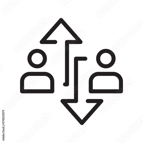 Users Exchange Line Icon Transfer, Handoff, Collaboration