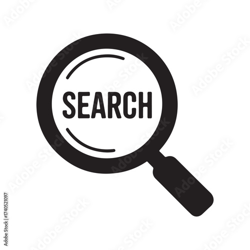 Search or Magnifying Glass Icon. Essential for websites, databases, and research tools. vector illustration eps 10