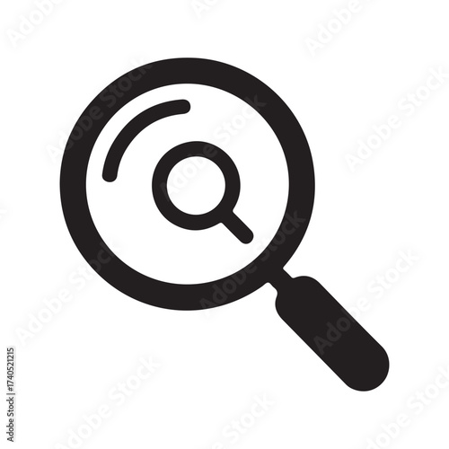 Search or Magnifying Glass Icon. Essential for websites, databases, and research tools. vector illustration eps 10