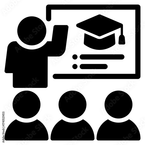 Educate Icon Solid Style Vector Illustration 