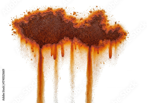 Rusty metal streaks isolated on a transparent background