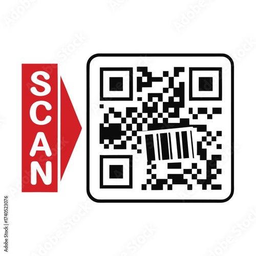 QR code icon transparent, QR code image - vector
