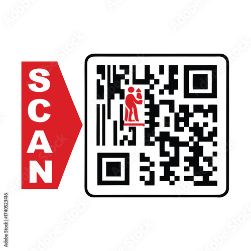 QR code icon transparent, QR code image - vector

