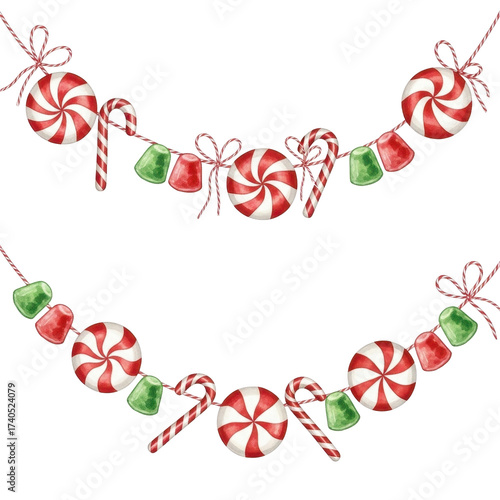 Festive Candy Garland Decorations for Christmas and Holiday Celebrations.