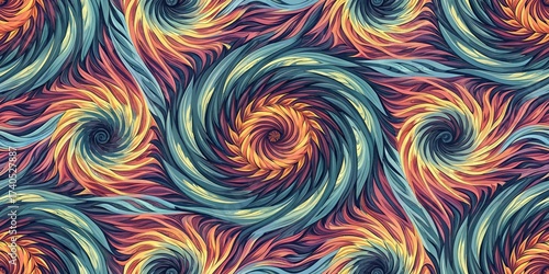 Vibrant Swirls Seamless Pattern with Warm and Cool Color Combinations
