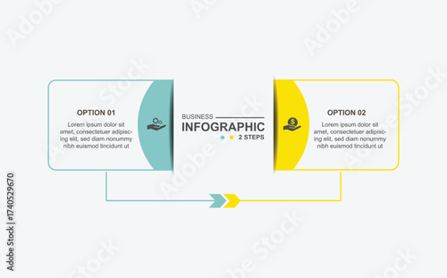 modern design template banner infographic. 2 step process information or presentation with icons