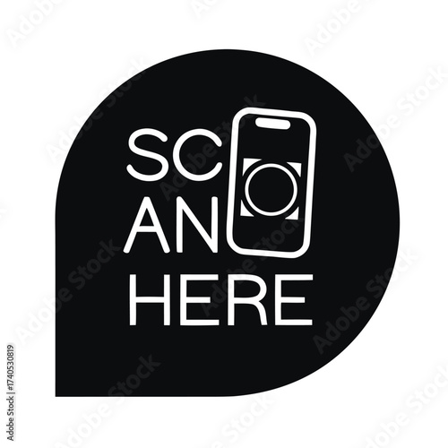 Scan here icon, scan me sign 