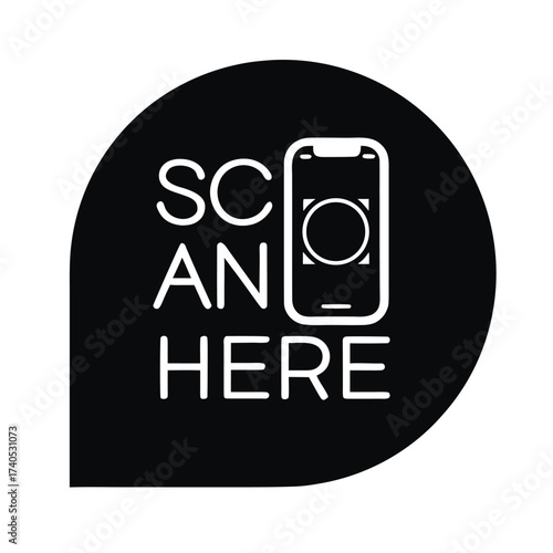 Scan here icon, scan me sign 