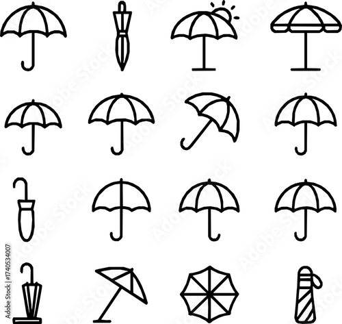 Umbrella & Parasol Line Icons