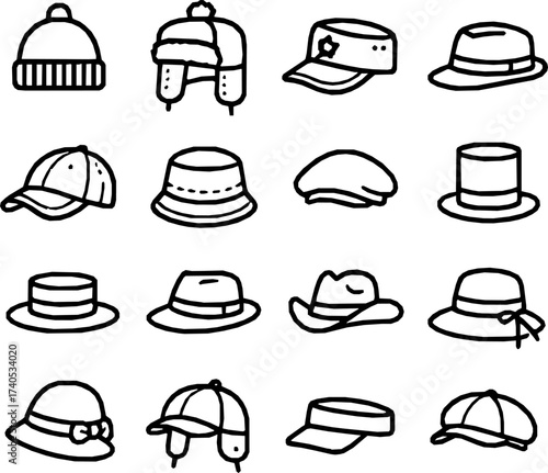 Hat Style 16 Minimal Vector Icons