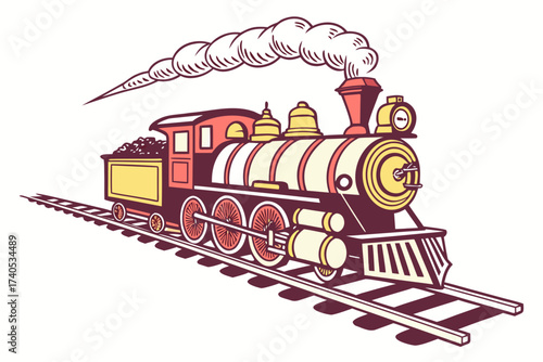 steam locomotive with a train