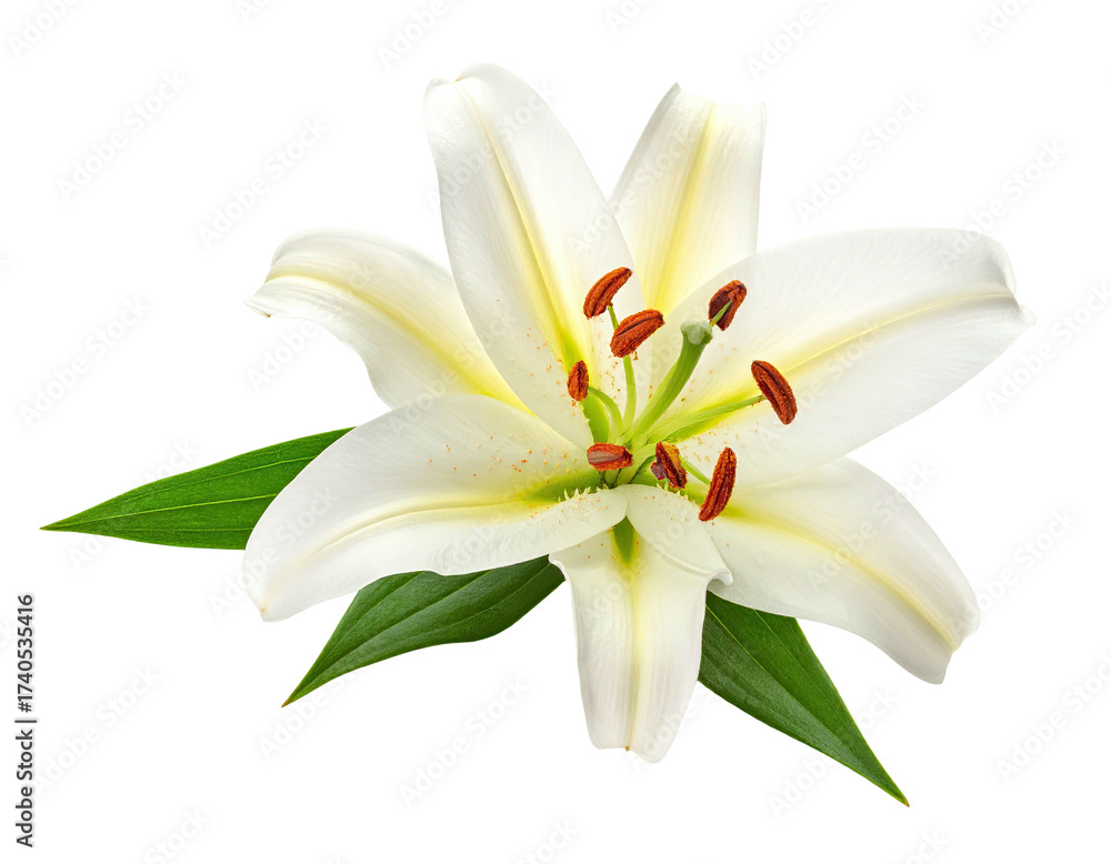 Obraz premium Single, pristine white lily, close-up, isolated