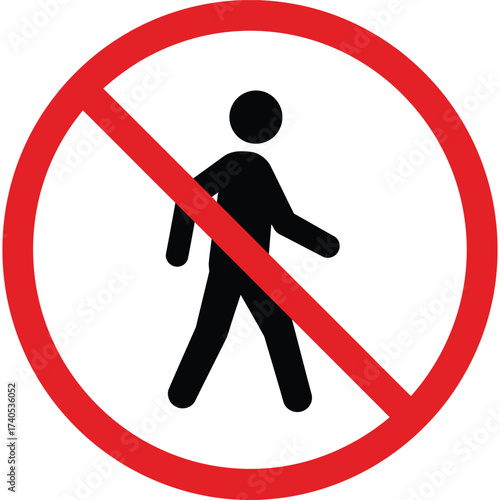 No Pedestrians Sign pedestrian crossing prohibited walking forbidden no restriction safety symbol warning red circle