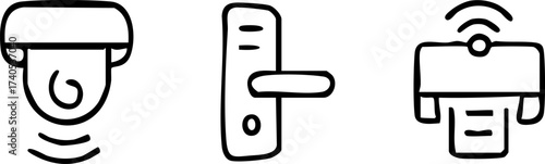 Smart Home Automation Icons Security Access and Printing.