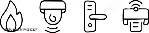 Smart Home Security and Automation System Icons.