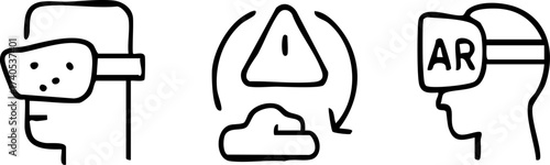 Virtual Reality and Augmented Reality Icons with Cloud Error.