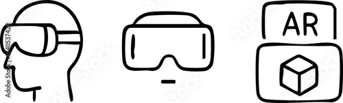 Virtual Reality and Augmented Reality Icons.