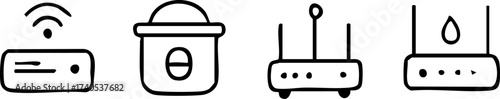 Wireless Router and Smart Home Appliances Icons.
