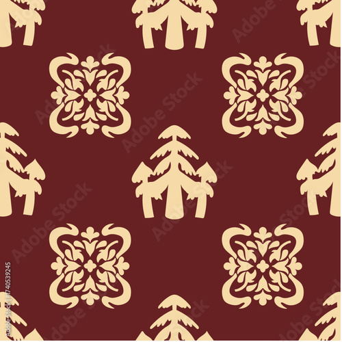 Seamless pattern with floral and plant theme