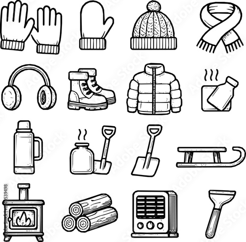Winter Essentials — 16 Monoline Vector Icons