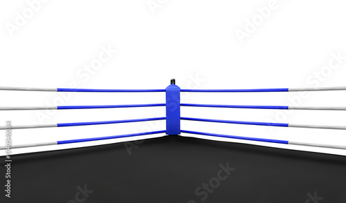 Close up blue corner in boxing ring isolated