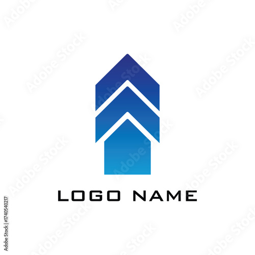 Modern blue arrow logo design for company