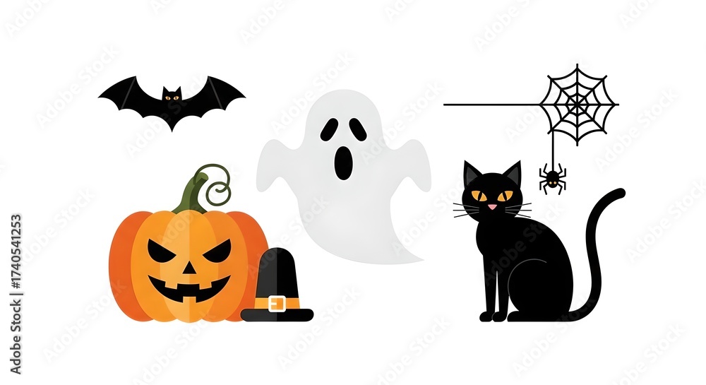 Obraz premium halloween background with cat and bats