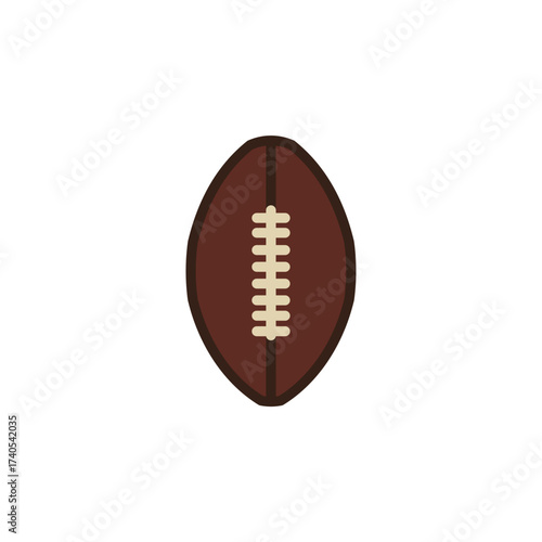 doodle of This image displays a stylized American football. It is an oval-shaped ball, predominantly dark brown, with a central seam featuring light beige or off-white laces