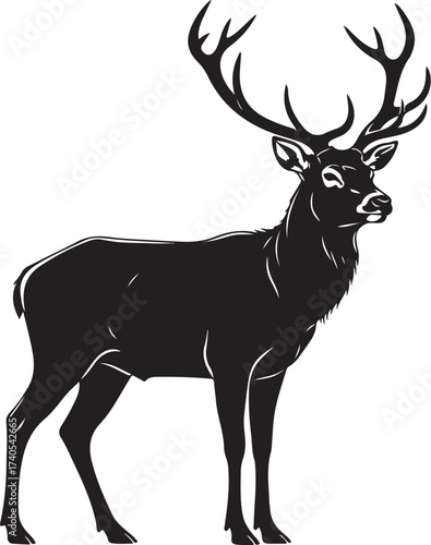 Majestic stag antlers wildlife silhouette