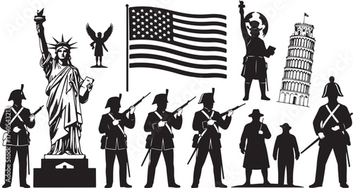 American symbols silhouette collection patriotic icons