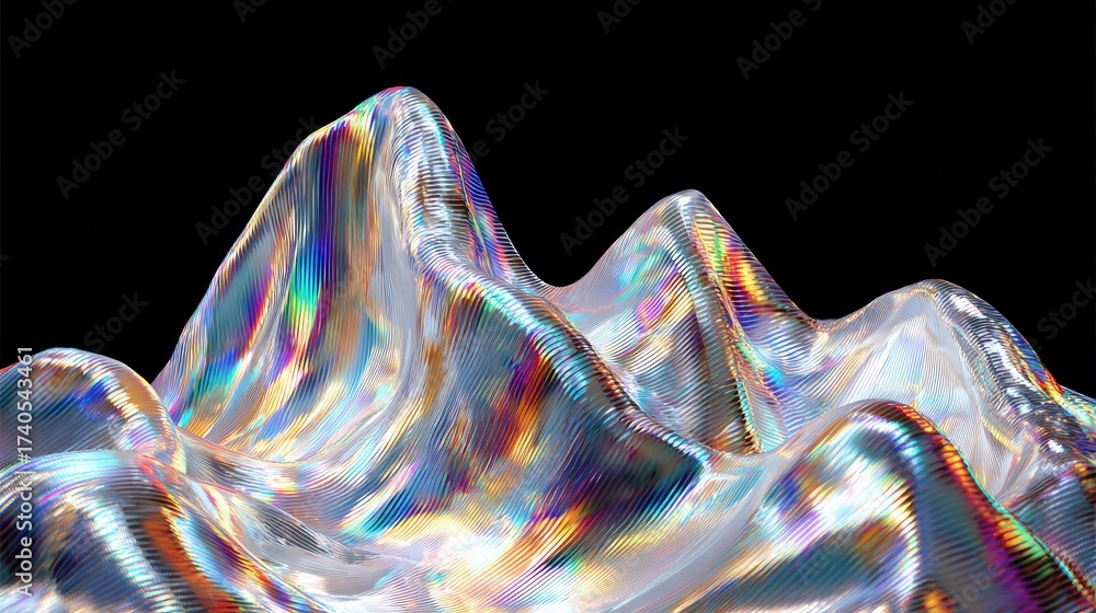 Obraz premium Silver foil chrome-inspired waves, holographic sheen rippling with stylish futuristic abstract beauty