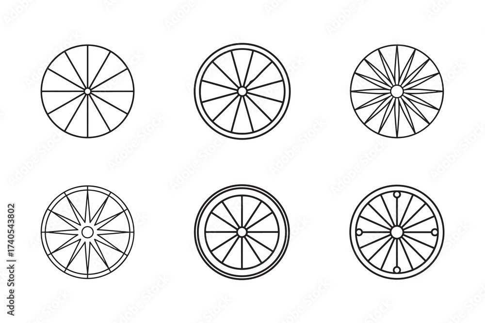 Fototapeta premium Collection of Stylized Orange Slice Icons in Black and White for Creative Projects and Graphic Design Resources