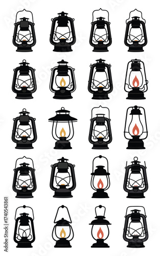 Ramadan kerosene lamp oil lantern collection vintage style lighting device set traditional islamic holy month object
