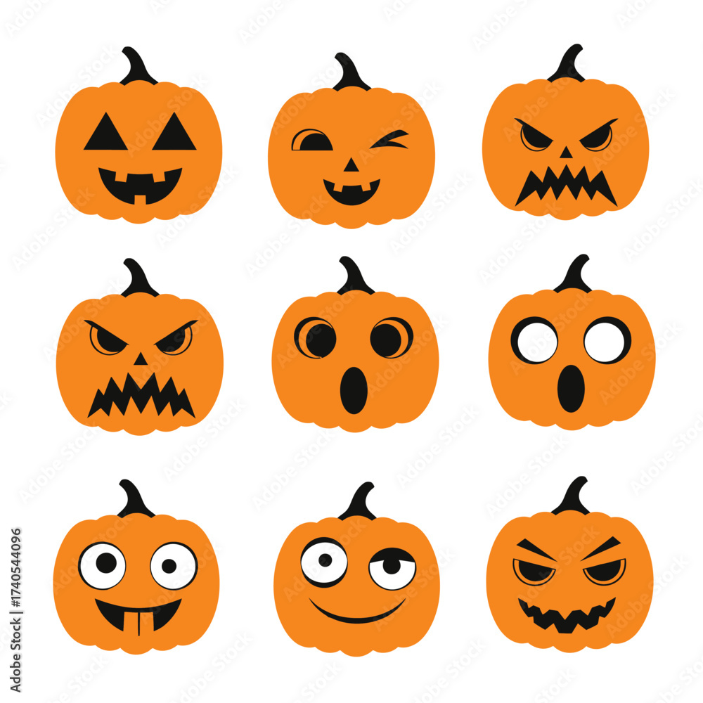 Obraz premium halloween pumpkin set