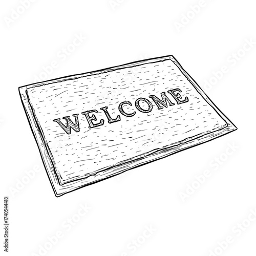 welcome door mat vector hand drawn illustration