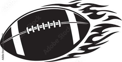 American football with flames graphic