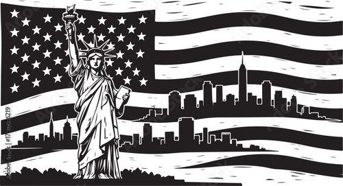 Statue of liberty and new york city skyline