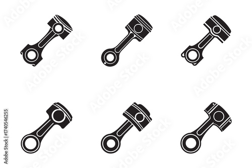 Engine Piston Icons Seamless Pattern Automotive Industry and Mechanical Engineering Elements Power and Performance Black and White Design