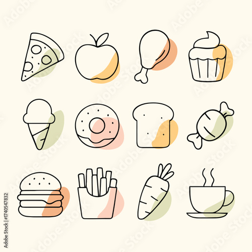 Food line drawing Vector Illustration