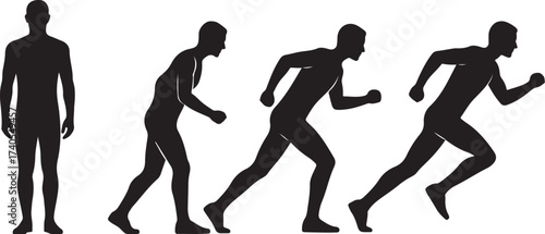 Silhouette runner progression motion human silhouette