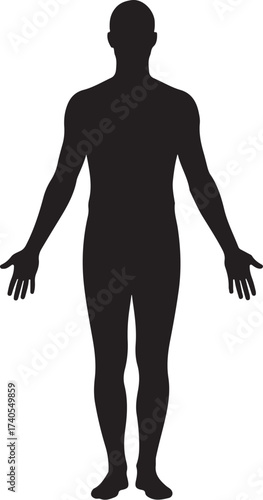 Human body silhouette standing open arms