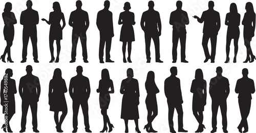 Diverse group of people silhouettes collection